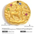 Pendentif Sagittaire en acier inoxydable plaqué or 18k avec cristaux colorés. - Sagittaire (PJ94433)
