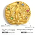 Pendentif constellation Vierge détaillé en acier inoxydable doré avec des strass colorés - Virgo (PJ94433)