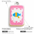 Colgante de pez océano de acero inoxidable con corazones rosas y medidas de producto - Estilo de Pez Corazón (PJ94398G)