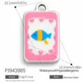 Colgante de pez de acero inoxidable con corazones rosas para accesorio de joyería DIY - Estilo de Pez Corazón (PJ94398S)