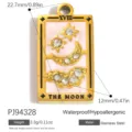 Roestvrijstalen Tarot Maan hanger met roze emaille en strass voor het maken van sieraden - De Maan (PJ94328)