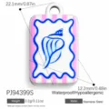 Colgante de concha de acero inoxidable con rayas rosas y azules para joyería DIY océano - Estilo de Concha a Rayas (PJ94399S)