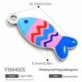 Colgante de pez de colores en acero inoxidable para joyería DIY con ondas marinas - Estilo de Pez con Ondas (PJ94400S)