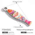 Colgante de pez colorido en acero inoxidable para joyería DIY, tema océano, PJ94404S - Estilo de Pez Étnico Largo (PJ94404S)