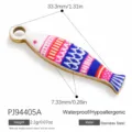 Colgante de pez esmaltado colorido estilo marino de acero inoxidable para joyería artesanal DIY - Estilo de Pez Manchado (PJ94405G)