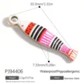 Colgante con forma de pez de acero inoxidable para fabricación de joyas con dimensiones - Estilo de Pez a Cuadros (PJ94406)