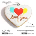 Colgante de corazón de acero inoxidable con 'Love You' y globos, dije DIY impermeable. - Corazón Love Globo (PJ94409)