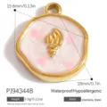 Ozean-Stil rosa Emaille Muschel-Anhänger aus vergoldetem Edelstahl gefertigt - Schneckenstil (PJ94344B) / 18x15.6mm / Rosa