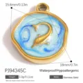 Anhänger aus Edelstahl mit Ozean-Delfin und Emaille für die DIY-Schmuckherstellung - Delfin-Stil (PJ94345C) / 18x15.6mm / Blau