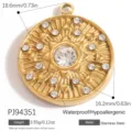 Vergoldeter Edelstahl-Sonnenanhänger mit funkelnder Kristall-Strass-Einlage DIY - Strahlender Sonnenstil (PJ94351) / 18.6x16.2mm / Gold