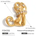 Charmante goldfarbene Edelstahl-Katzenanhänger mit funkelnden Strasssteinen Schmuckkomponente - Katzen-Stil (PJ94356) / 14.3x10.7mm / Gold