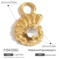 Vergoldeter Muschelanhänger aus Edelstahl mit Zirkon für die Schmuckherstellung - Muschel-Stil (PJ94358G) / 16.2x10mm / Gold