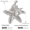 Polierter Seestern-Anhänger aus Edelstahl mit Strassstein für DIY-Schmuckherstellung - Seestern-Stil (PJ94359S) / 20.4x17.9mm / Silber