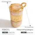 Glitzernder Edelstahl-Kaffeetassen-Anhänger für DIY-Halsketten und Schmuckherstellung - Kaffeetasse Stil (PJ94371) / 15.2x8.11mm / Rosa