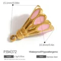 Rosa Emaille vergoldeter Edelstahl Badminton Federball Anhänger für Schmuckherstellung - Badminton-Stil (PJ94372) / 15.1x10.3mm / Rosa