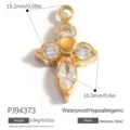 Edelstahl Kreuzanhänger mit Zirkonia, wasserfest und hypoallergen, Größe 15,1 mm - Kreuz Stil (PJ94373) / 15.1x10.3mm / Gold