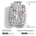 Silberner Edelstahl-Anhänger in Kofferform mit rosa Edelstein für DIY-Schmuck. - Mini-Koffer-Stil (PJ94355S) / Silber