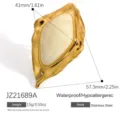 Vintage irregular geometric resin stud earring in gold-plated stainless steel jewelry - Irregular Geometric Ring-White (JZ21689A) / 1 Piece
