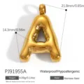 Vergoldeter Edelstahl-Anhänger Buchstabe A im Bubble-Design mit Maßen und Gewicht - Blasen-Buchstabe A (PJ91955A) / 21.8x14.3mm / Gold