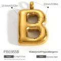 Vergoldeter Buchstaben-B-Anhänger aus Edelstahl, wasserfester Schmuck für DIY-Accessoires - Blasen-Buchstabe B (PJ91955B) / 13.5x22mm / Gold