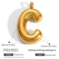 Hochwertiger vergoldeter 3D-Blasenbuchstabe C Anhänger aus rostfreiem Edelstahl - Blasen-Buchstabe C (PJ91955C) / 24x13.6mm / Gold