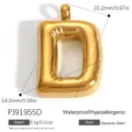 Goldener Edelstahl-Blasenbuchstabe D Anhänger für DIY Schmuckherstellung Zubehör - Blasen-Buchstabe D (PJ91955D) / 22.2x14.2mm / Gold