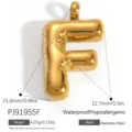 Pendentif lettre F bulle en acier inoxydable doré avec mesures précises pour bijoux faits main - Lettre Bulle F (PJ91955F)