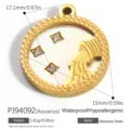 Vergoldeter Edelstahl Wassermann Sternzeichen Anhänger mit eingelegten Strasssteinen - Wassermann (PJ94092)