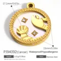 Vergoldeter Edelstahl-Sternzeichen-Anhänger Krebs mit Kristalleinlage für DIY-Schmuck - Krebs (PJ94092)
