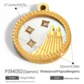 Gemini Sternzeichen Anhänger aus vergoldetem Edelstahl für die DIY-Schmuckherstellung - Zwillinge (PJ94092)