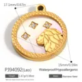 Vergoldeter Löwe Sternzeichen Anhänger aus Edelstahl mit Perlmutt-Inlay für DIY-Schmuck - Löwe (PJ94092)