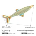 Ciondolo a forma di pesce in acciaio inossidabile dorato per gioielli fai-da-te - Stile Pesce A Scaglie Blu (PJ94073) / 1 Pezzo/Confezione (20.4x63.9mm) / Oro Blu