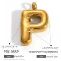 Pendentif lettre P bulle en acier inoxydable doré pour bijoux DIY - Lettre Bulle P (PJ91955P)