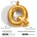 Pendentif lettre Q bulle en acier inoxydable plaqué or pour la création de bijoux - Lettre Bulle Q (PJ91955Q)