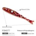 Ciondolo a forma di pesce in smalto rosso e acciaio inossidabile con occhio blu - Stile Pesce Malocchio (PJ94077)