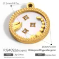 Vergoldeter Skorpion-Sternzeichen-Anhänger aus Edelstahl mit Muscheinlage und Kristallen - Skorpion (PJ94092)