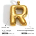 Pendentif lettre R bulle en acier inoxydable doré, imperméable et hypoallergénique - Lettre Bulle R (PJ91955R)