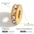 Gold-plated stainless steel spacer bead with crystal rhinestones for DIY jewelry - Inlaid Spacer Bead (PJ94221) / 1 Piece/Pack