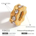 Gold-plated stainless steel wavy spacer bead with rhinestones for DIY jewelry components. - Wave Inlaid Spacer Bead (PJ94222) / 1 Piece/Pack