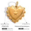 Gold plated stainless steel heart sunburst star pendant for DIY jewelry making accessories - Starlight Ray Heart Style (PJ94143) / 18.2x17.9mm / Gold