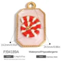 Pendentif coquillage nautile en acier inoxydable avec émail rouge et blanc - Pendentif Rectangulaire Coquillage Rose (PJ94189A)
