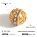 Premium gold-plated stainless steel spacer bead with crystal inlay for DIY jewelry design - Ball Inlaid Spacer Bead (PJ94224) / 1 Piece/Pack