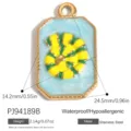 Pendentif en acier inoxydable en forme de coquillage avec dimensions - Pendentif Rectangulaire Coquillage Bleu-Vert (PJ94189B)