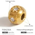 Gold plated stainless steel spacer bead with crystal inlay for DIY jewelry design - Simple Inlaid Bead (PJ94230A) / 1 Piece