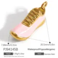 Gold plated pink enamel stainless steel sneaker charm pendant for DIY jewelry making - Sneaker Shape Pendant (PJ94145B) / 20.5x7.89mm / Pink