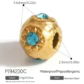 Gold stainless steel spacer bead with blue rhinestones for DIY jewelry - Blue Zirconia Simple Bead (PJ94230C) / 1 Piece