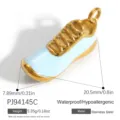 Stainless steel sneaker pendant in blue and gold finish for sports jewelry DIY - Sneaker Shape Pendant (PJ94145C) / 20.5x7.89mm / Blue