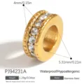 Gold plated stainless steel spacer bead with rhinestones for DIY jewelry making - Fine Pave Spacer Bead (PJ94231A) / 1 Piece