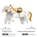 White enamel horse pendant in stainless steel with gold trim for DIY jewelry making. - Running Horse Pendant (PJ94147A) / 17.3x12.5mm / White