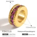Gold plated stainless steel spacer bead with purple rhinestones, 5.31mm diameter jewelry - Purple Pave Spacer Bead (PJ94231B) / 1 Piece